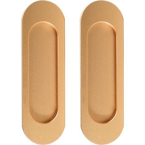 2 Pièces Poignée de Porte Coulissante Auto-Adhésive Ovale 10 cm – Idéale pour Baies Vitrées Coulissantes et Meubles, Installation Facile et Durable, Design Doré Élégant