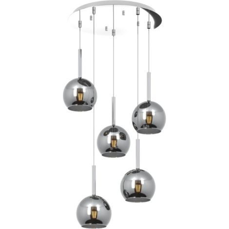 Plafoniera moderna top light future 1155cr s5 tp e27 led vetro pirex soffiato, vetro cromo (1/5)