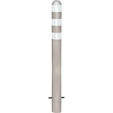 MORAVIA Schutzpoller Edelstahl Rundrohr H 1.200 mm Alu-Kappe weiße Reflexringe (1/2)