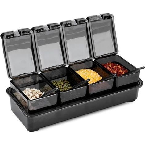 Spice Jar Set, Transparent Bottles, Spice Jars, Kitchen Storage Container, Condiment Containers with 4 Spoons (1/4)