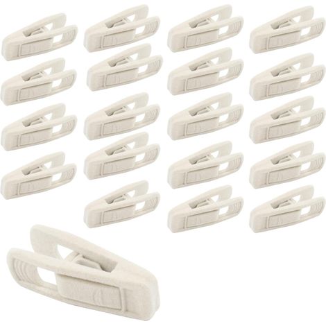 Pinces à cintres en velours, lot de 20 pinces robustes pour cintres de pantalons en velours, couleur ivoire