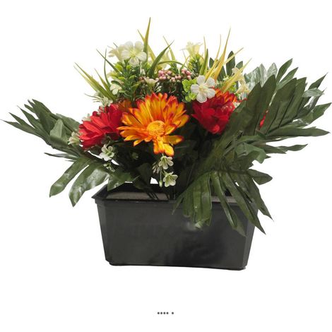 Jardinière fleurs artificielles pour les tombes gerbera et Mini fleurs Rouge - couleur: Rouge