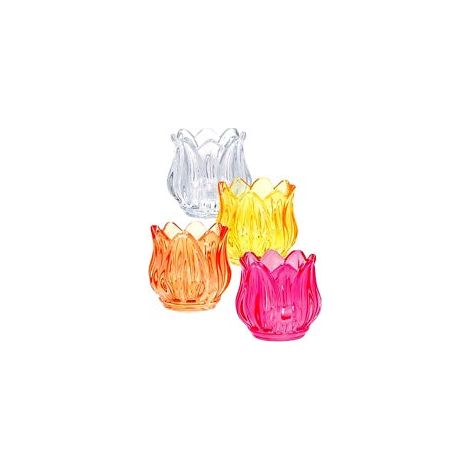 Regalo Italiano Portacandela T-Light in Vetro D 7,5 Cm H 7 Cm – 4 Colori Assortiti Ideale Bomboniera 1 Pz
