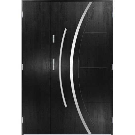 Porte d'entrée double FELIX 130x200 cm noir - Poignée et serrure : Sans - Poussant: Gauche