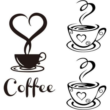 2 Feuilles D\'Autocollants Muraux Café, Autocollants D\'Art Mural, Autocollants De Décoration Murale Bricolage, Autocollants Muraux De Café De Cuisine, Autocollants De Décoration De Maison