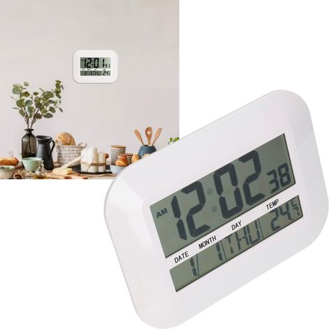 Elektronischer Wecker mit großem Digitaldisplay, Tisch-/Wandwecker, Innenthermometer, Batterien nicht enthalten. (1/5)