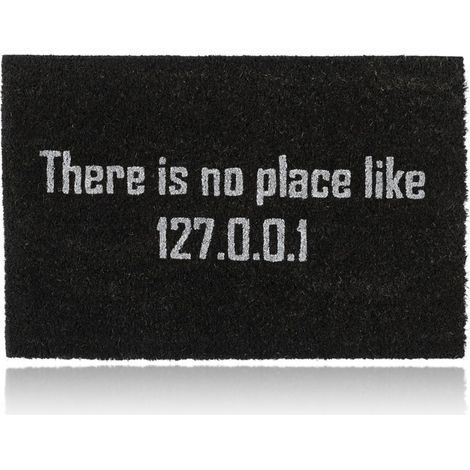 Relaxdays Fußmatte Kokos "There is no place like 127.0.0.1", Nerd Türmatte außen & innen, Kokosmatte 60x40 cm, schwarz (1/5)