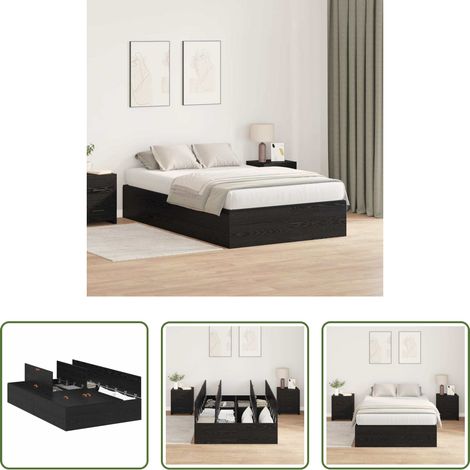 vidaXL Bettgestell - Aufbewahrungsbettgestell Schwarz Eichen-Optik 120 x 190 cm (1/5)