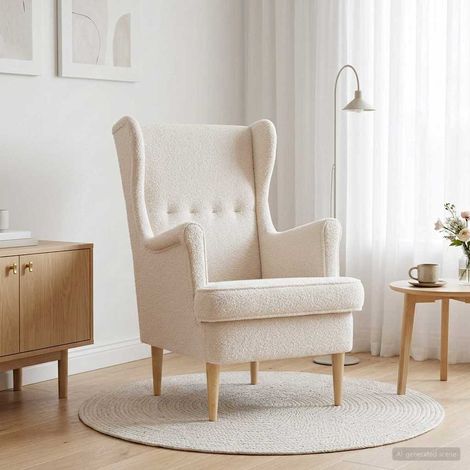 vidaXL Fauteuil Crème Bouclé