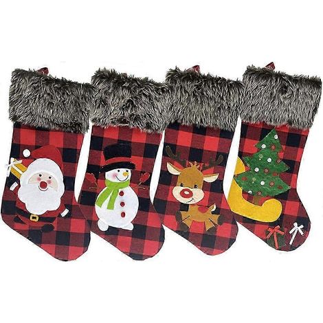 Chaussette de Noël suspendue, botte de Noël, sac cadeau de Noël, décoration de chaussette de Noël, Père Noël, sapin, sac cadeau pour la décoration de fête de Noël (1/5)