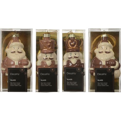 Pendente figura natalizia in vetro 6,7 x 4,6 x 11,9 cm colori modello assortito Peraga Christmas