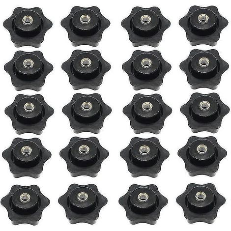 Vis à tête étoilée à filetage femelle, bouton de serrage à filetage femelle, écrous de serrage en plastique noir (1/5)