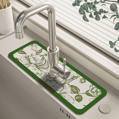 Tapis De Drainage Pour Robinet - En Terre De Diatomée - Coupeable - Antidérapant - Pour Évier Et Plan De Travail - 38 X 13 8 X 0 3 Cm - 1 Pièce (1/5)