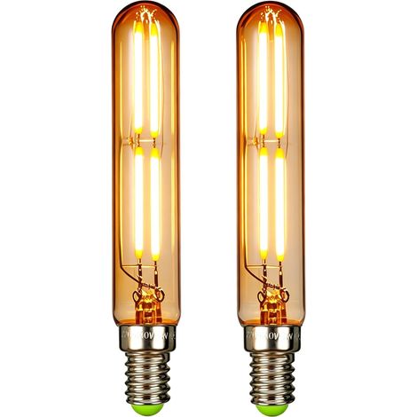 Lot de 2 ampoules LED 4 W T20 tubulaires à filament E14 Edison, petite base, 2 700 K, blanc chaud (Doré) (1/5)