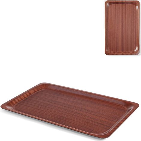 Vassoio laminato antiscivolo noce 460 x 360 mm - Hendi 507025 (1/4)