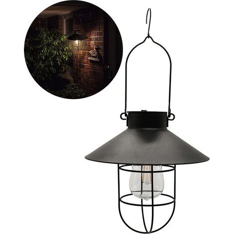 Vintage-Solar-Hängelaterne aus Metall mit warmweißen LED-Lampen für Garten, Terrasse und Baumbeleuchtung – ideal für die Gartenbeleuchtung im Freien.