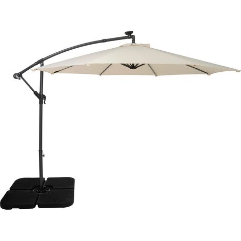 LED Cantilever Parasol 3m With Square Base – Cream (1/5)