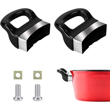 Lot de 2 poignées de rechange universelles pour casserole côté court, en bakélite pour ustensiles de cuisine à domicile, accessoires noirs pour cocotte minute (1/5)