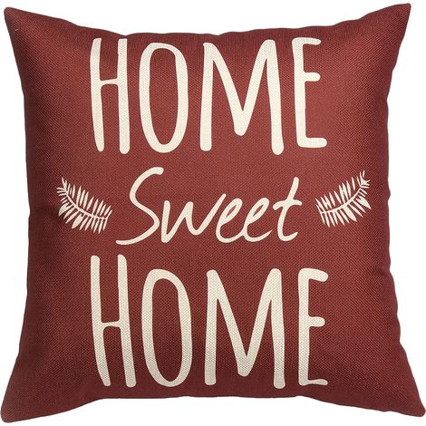 Housse De Coussin En Lin - Motif Home - 45x45cm - Décoration Salon Chambre Voiture - Lot De 1 (1/3)
