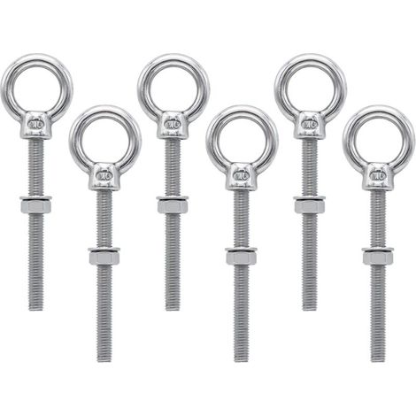 Vis à anneau M6 en acier inoxydable 304 – Longueur 91 mm – Lot de 6 – Fixation sécurisée pour chantiers et espaces extérieurs