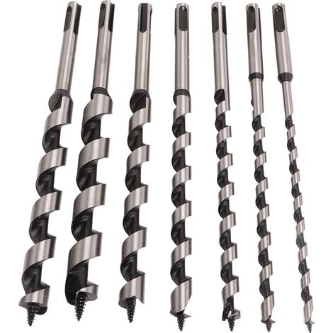 7-teiliges Erdbohrer-Set aus Kohlenstoffstahl mit robustem, verlängertem Sechskantschaft, silberfarben (1/5)