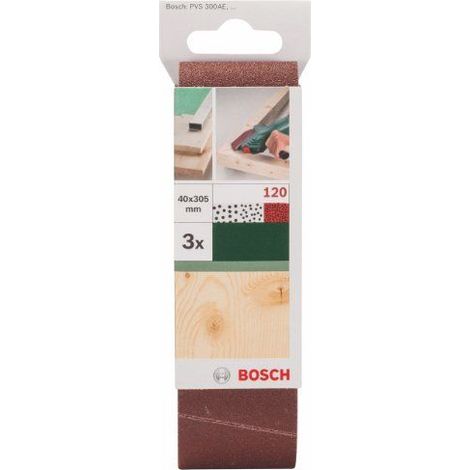 Bosch Accessories 2609256182 Set de 3 rubans abrasifs pour Ponceuse a ruban 40 x 303 mm Grain 120 (1/2)