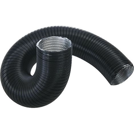 Flexible alu noir extensible 1,5m Ø60 – Conduit d'amenée d'air frais pour poêles – Raccordement concentrique – Usage professionnel
