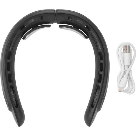 Ventilatore da collo portatile senza lama, ricaricabile tramite USB, 3600 mAh. Raffreddatore per il collo con display LED, per uomo e donna. (1/5)