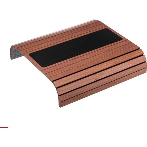 Mesa auxiliar de bambú para reposabrazos de sofá, protección antideslizante y flexible para reposabrazos de sofá, bandeja para bebidas para reposabrazos de sofá (cereza negra). (1/4)