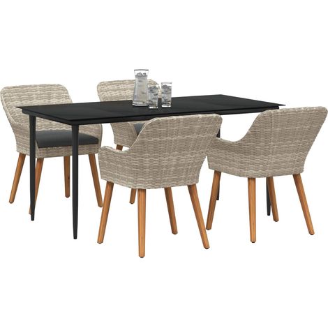 Maison Exclusive - Set da Pranzo per Giardino 5 pcs Grigio chiaro polyrattan (1/4)