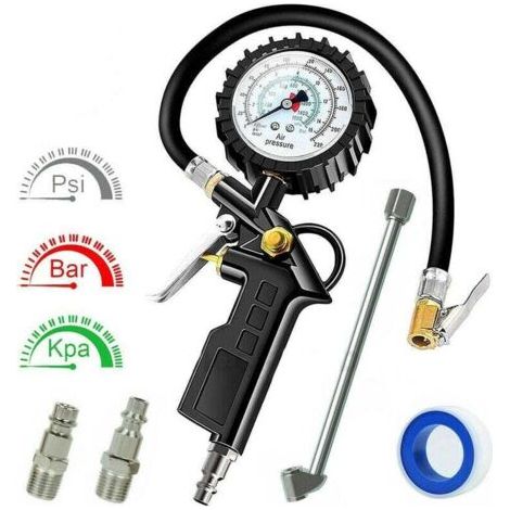 Manomètre Pression Pneue Haute Précis 220 PSI Multifonctionnel Jauge de Pression Numérique avec Gonflage Air Portable pour Voiture Camion Moto