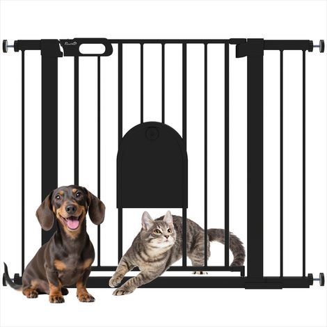 Chatière Barrière de sécurité animaux acier noir avec porte (1/5)