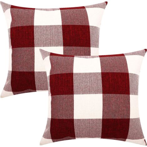 MINKUROW Federa Plaid 2 Pezzi Federa Federe In Poliestere Traspirante Resistente Alle Rughe Federe Decorative Per 45x45 Cm Rosso E Bianco (1/5)