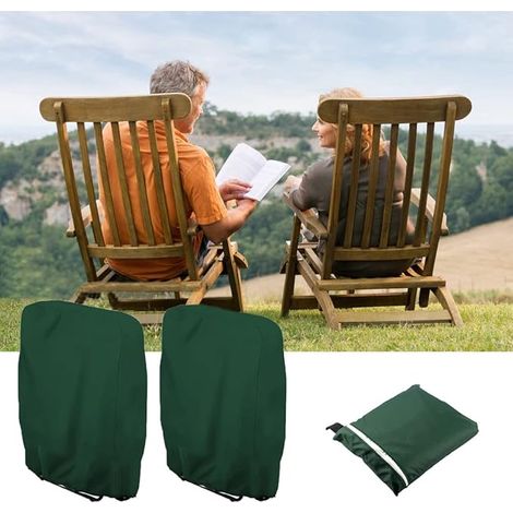 2er-Pack klappbare Sonnenliegen-Abdeckungen, 210D Oxford, wasserdicht, staubdicht, Garten-Liege-Abdeckungen, Garten-Relax-Sessel-Abdeckung, B71 x H110 cm, Grün