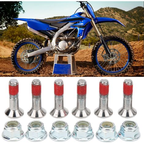 Kit de 6 boulons de pignon M8 en alliage d'aluminium nickelé pour Yamaha YZ YZF