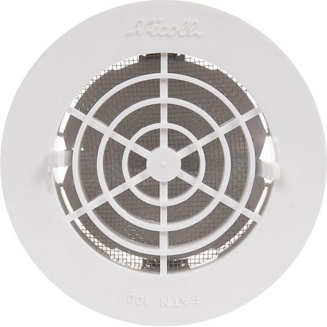Nicoll – Grille d'aération ronde Ø100 avec moustiquaire – Pose à clipser – Résine renforcée UV – Surface de passage 42 cm² (1/5)