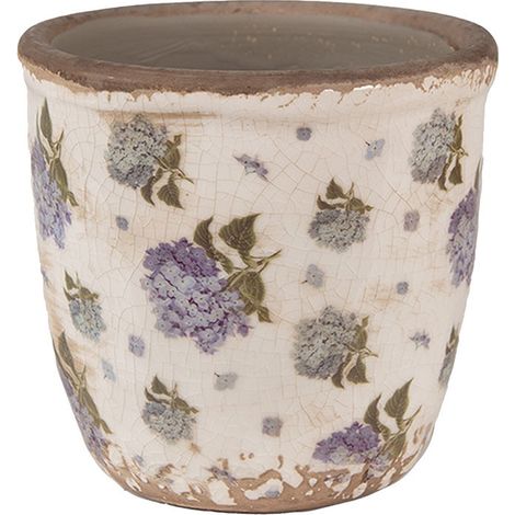 Pot de fleurs intérieur céramique beige bleu 11x11x10cm