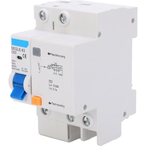 Disjoncteur miniature rail DIN SEGLE-63 1P+NC63, interrupteur automatique modulaire 63A, protection circuits électriques (1/5)
