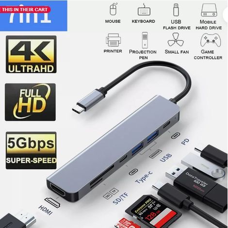 1 Hub USB-C, adaptateur Ethernet, ports USB 3.0, sortie HDMI 4K, lecteur carte SD, pour MacBook Pro, iPad Pro (1/5)