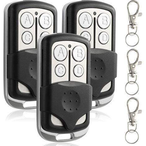 Telecommande Universelle Portail Compatible 433 MHz pour porte de garage, Télécommande Portail Garage sans Fil à 4 Boutons pour Porte de Garage et Voiture - 3 Pièces (1/5)