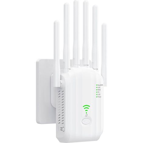 Ripetitore WiFi dual band (2,4 GHz + 5 GHz) con 6 antenne - Potenzia il segnale e la portata del tuo Wi-Fi, per casa e ufficio. (1/5)