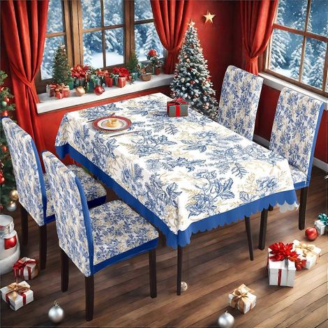 Ensemble classique de nappe de Noël originale à flocons de neige, imperméable, rectangulaire, pour table basse ou chaise (TC-208).