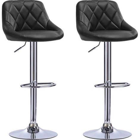 WOLTU Barhocker Tresenhocker, Gute gepolstert, Kunstleder, Höhenverstellbar, Drehbar, 11 Farben, 2 x Hocker, Schwarz (1/5)