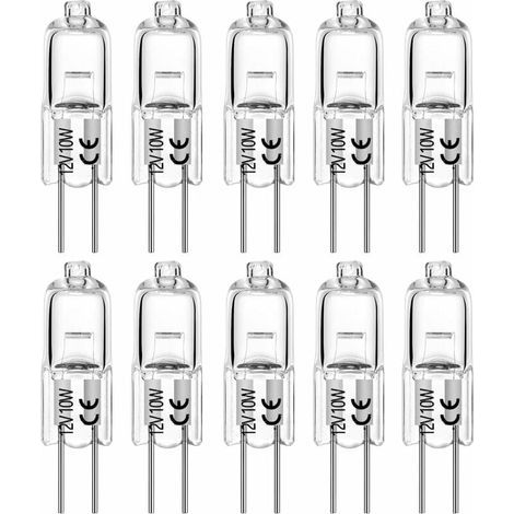 Lampadine alogene di ricambio G4 10W 12V T3 con attacco JC a 2 pin per illuminazione sotto i mobili, illuminazione a binario, dimmerabili (confezione da 10) [Classe energetica C] (1/5)