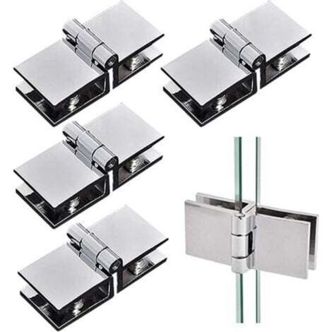 Charnière Para Puerta De Cristal - 180 Grados Doble Cara - Compatible Con Vidrio De 5 A 8 Mm - Pack De 4 Unidades (1/5)