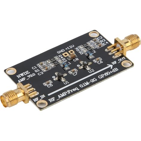 Amplificateur RF large bande LNA 0,1M‑2G, module de gain élevé 60dB, faible bruit, alimentation (1/5)