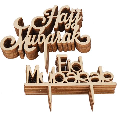 Schreibtischornamente aus Holz, Mond- und Sternenmotiv, islamische Wohndekoration, Dekorationen zum Eid al-Fitr, Ramadan-Glückssymbole, festliche Schreibtischdekorationen, religiöser Stil.