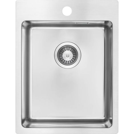 Einbauspülbecken Chrom eckig 39 cm Edelstahl mit Raumsparsiphon "Olfato"