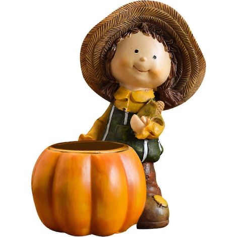 Herbstliche Mädchenfigur aus Kunstharz, 13,5 cm hoch, handgefertigter Herbstschmuck für Kaminsimse, vielseitig verwendbar-Style A (1/5)