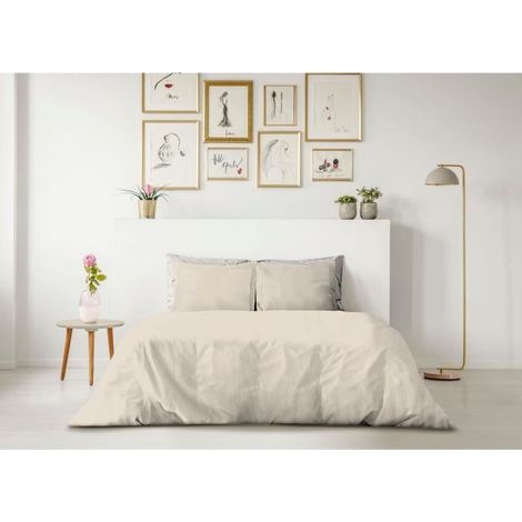 LOVELY HOME DUVET SET - 240x260 cm - 100% COTTON - CREAM BEIGE (1/3)
